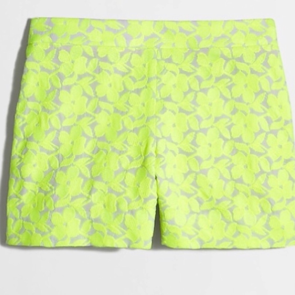 J. Crew Fluorescent Yellow Floral Shorts